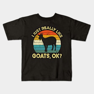 Funny I Just Really Like Goats OK, Funny Goat Kids T-Shirt